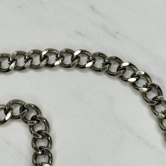 Chunky Draped Charm Chain Belt Silver Tone Y2K Festival One Size ✨ - Picture 15 of 16